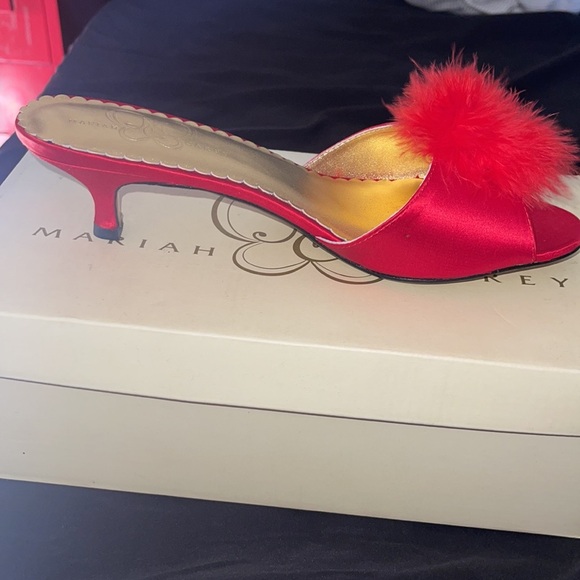 Never worn Mariah Carey satin kitten heels with box. Red. Size 7 1/2. - Picture 2 of 10